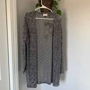 Long gray knit cardigan